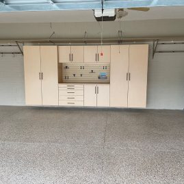 garage floor and cabinet